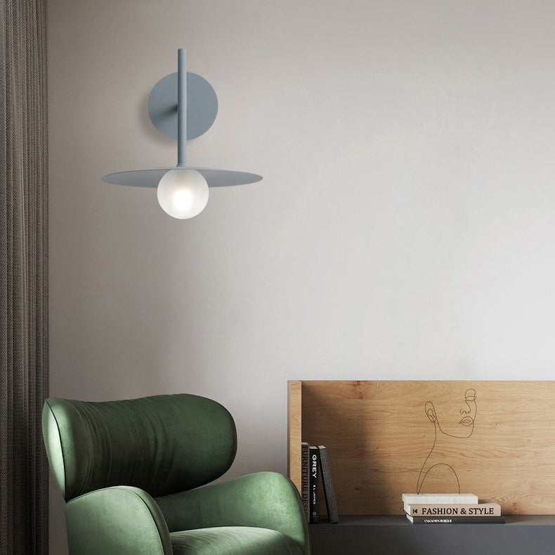 Modern Simplicity Umbrella Shape Orb Glass Lampshade Iron 1 - Light Wall Sconce Lamp For Bedroom
