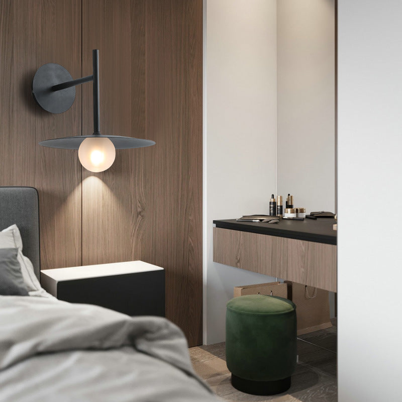Modern Simplicity Umbrella Shape Orb Glass Lampshade Iron 1 - Light Wall Sconce Lamp For Bedroom