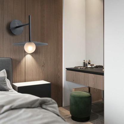 Modern Simplicity Umbrella Shape Orb Glass Lampshade Iron 1 - Light Wall Sconce Lamp For Bedroom