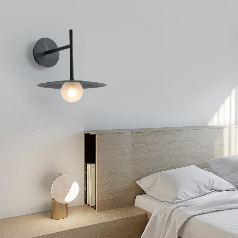 Modern Simplicity Umbrella Shape Orb Glass Lampshade Iron 1 - Light Wall Sconce Lamp For Bedroom