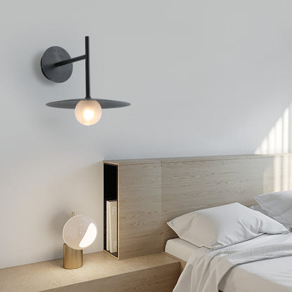 Modern Simplicity Umbrella Shape Orb Glass Lampshade Iron 1 - Light Wall Sconce Lamp For Bedroom