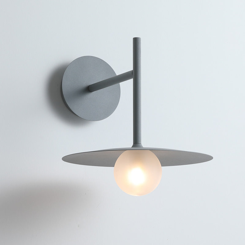 Modern Simplicity Umbrella Shape Orb Glass Lampshade Iron 1 - Light Wall Sconce Lamp For Bedroom