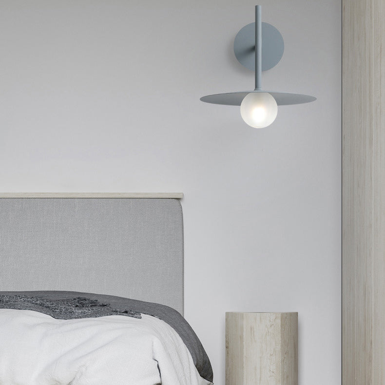 Modern Simplicity Umbrella Shape Orb Glass Lampshade Iron 1 - Light Wall Sconce Lamp For Bedroom