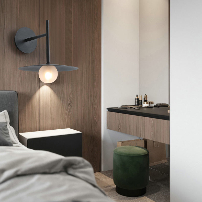 Modern Simplicity Umbrella Shape Orb Glass Lampshade Iron 1 - Light Wall Sconce Lamp For Bedroom