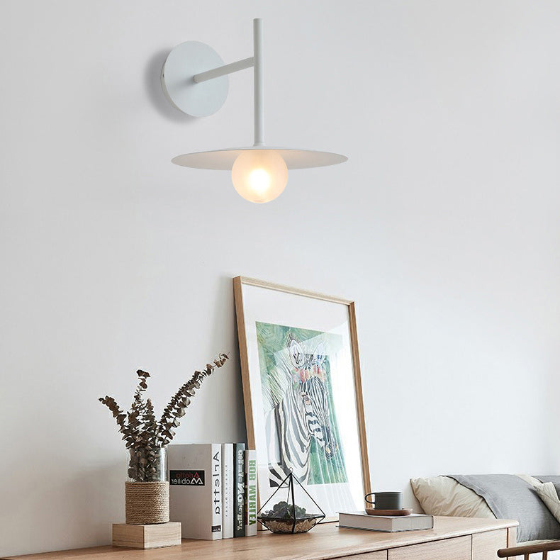 Modern Simplicity Umbrella Shape Orb Glass Lampshade Iron 1 - Light Wall Sconce Lamp For Bedroom