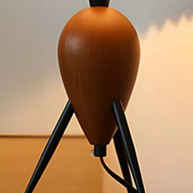 Contemporary Retro Umbrella Fabric Lampshade Wood Base 1 - Light Table Lamp For Living Room