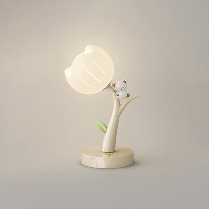 Contemporary Creative Flower PE Lampshade Iron Base LED Table Lamp For Living Room