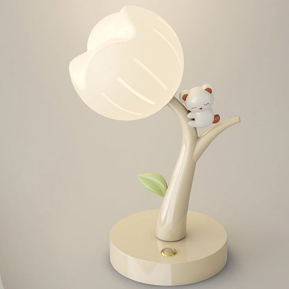 Contemporary Creative Flower PE Lampshade Iron Base LED Table Lamp For Living Room