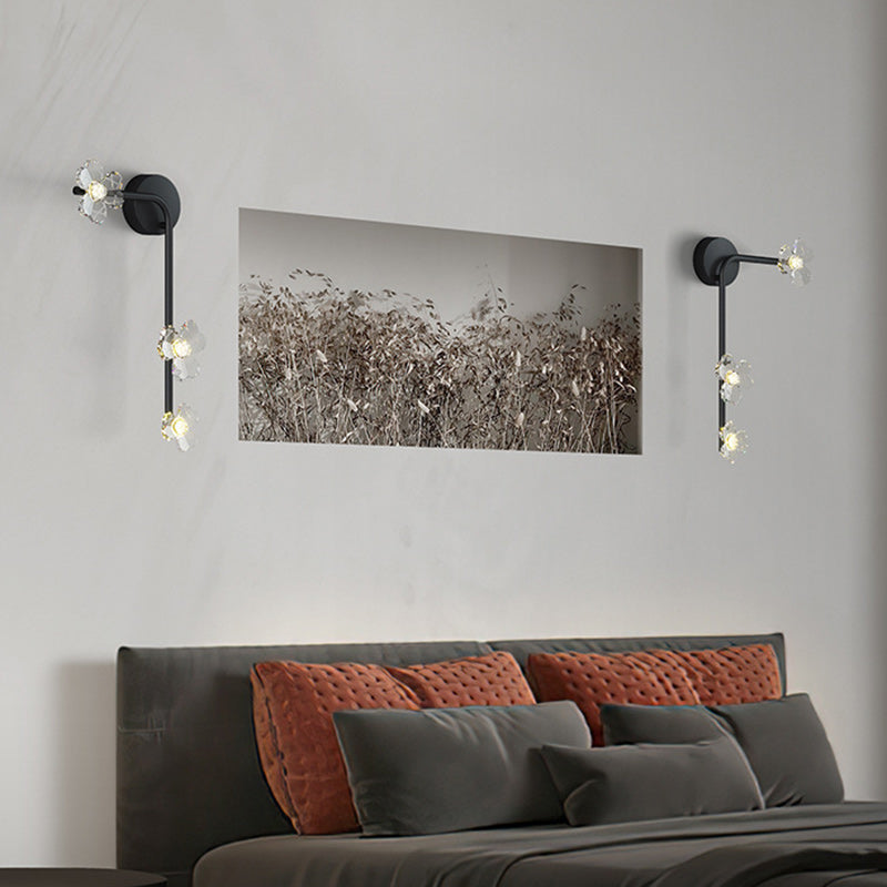 Modern Art Deco Flowers Acrylic Iron Lampshade LED Wall Sconce Lamp For Living Room