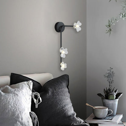 Modern Art Deco Flowers Acrylic Iron Lampshade LED Wall Sconce Lamp For Living Room