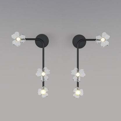 Modern Art Deco Flowers Acrylic Iron Lampshade LED Wall Sconce Lamp For Living Room