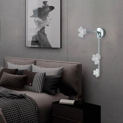 Modern Art Deco Flowers Acrylic Iron Lampshade LED Wall Sconce Lamp For Living Room