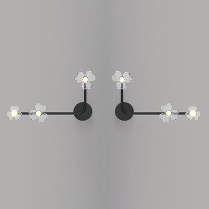 Modern Art Deco Flowers Acrylic Iron Lampshade LED Wall Sconce Lamp For Living Room