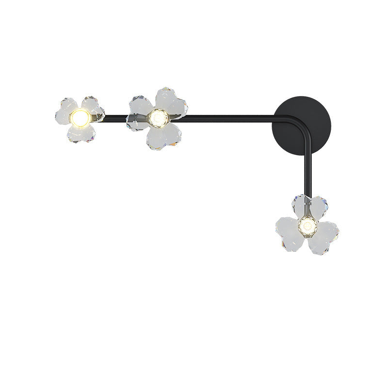Modern Art Deco Flowers Acrylic Iron Lampshade LED Wall Sconce Lamp For Living Room