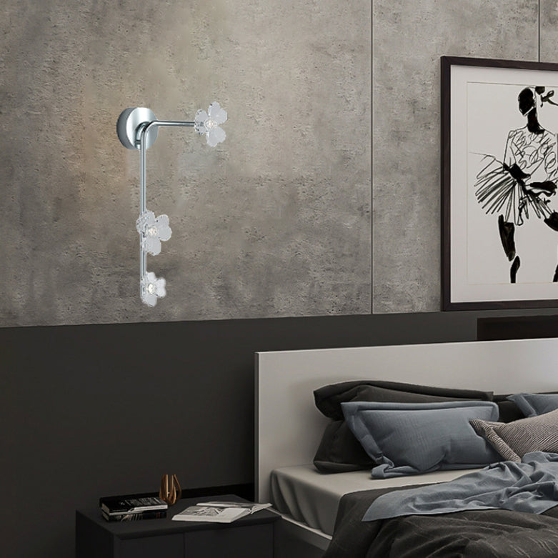 Modern Art Deco Flowers Acrylic Iron Lampshade LED Wall Sconce Lamp For Living Room
