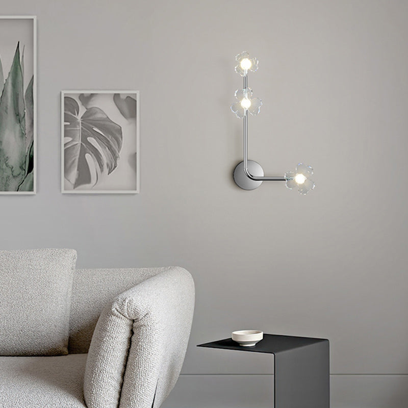 Modern Art Deco Flowers Acrylic Iron Lampshade LED Wall Sconce Lamp For Living Room