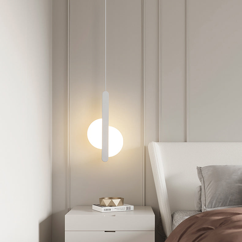 Modern Simplicity Dome Half Cut Circle Iron Acrylic Lampshade LED Pendant Light For Bedroom
