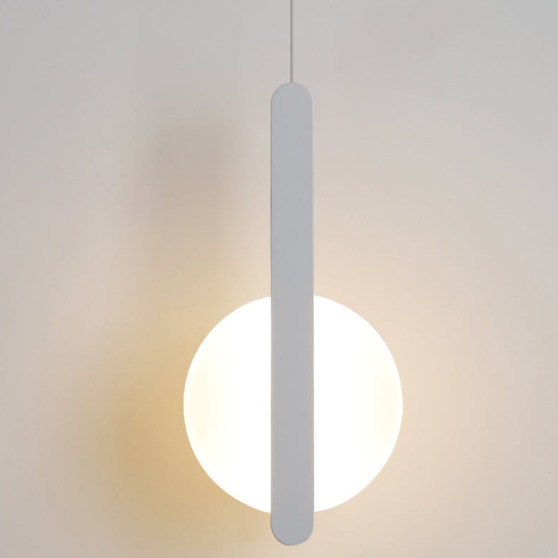 Modern Simplicity Dome Half Cut Circle Iron Acrylic Lampshade LED Pendant Light For Bedroom