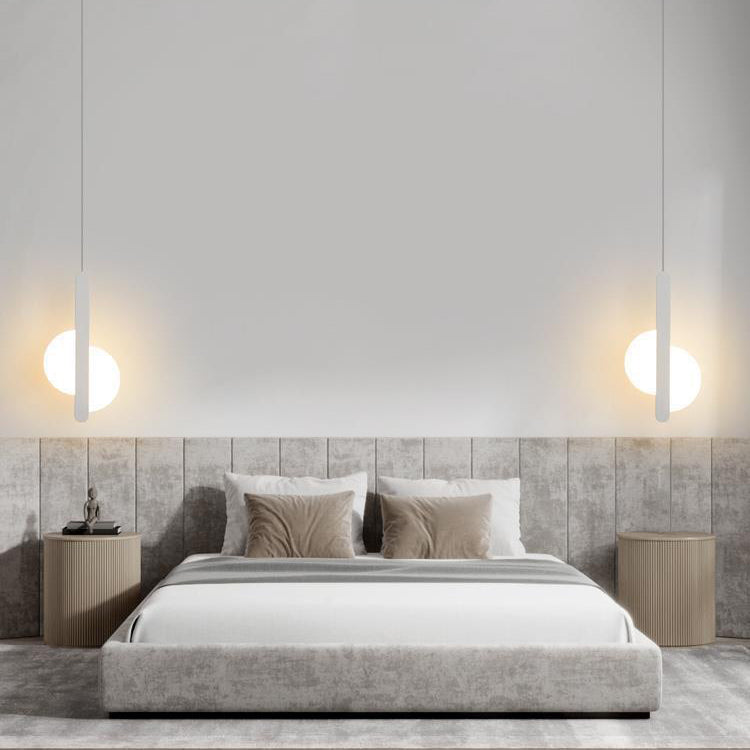 Modern Simplicity Dome Half Cut Circle Iron Acrylic Lampshade LED Pendant Light For Bedroom