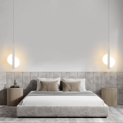 Modern Simplicity Dome Half Cut Circle Iron Acrylic Lampshade LED Pendant Light For Bedroom