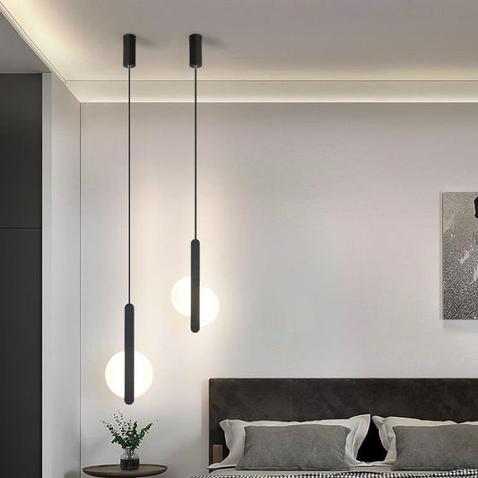 Modern Simplicity Dome Half Cut Circle Iron Acrylic Lampshade LED Pendant Light For Bedroom