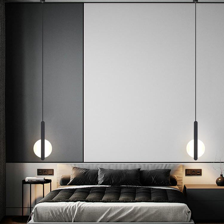 Modern Simplicity Dome Half Cut Circle Iron Acrylic Lampshade LED Pendant Light For Bedroom