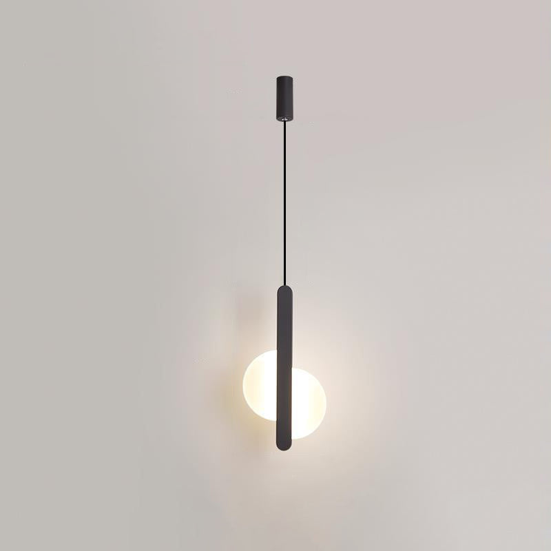 Modern Simplicity Dome Half Cut Circle Iron Acrylic Lampshade LED Pendant Light For Bedroom
