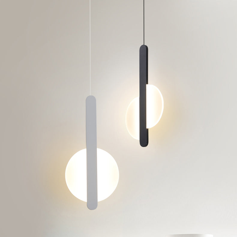 Modern Simplicity Dome Half Cut Circle Iron Acrylic Lampshade LED Pendant Light For Bedroom