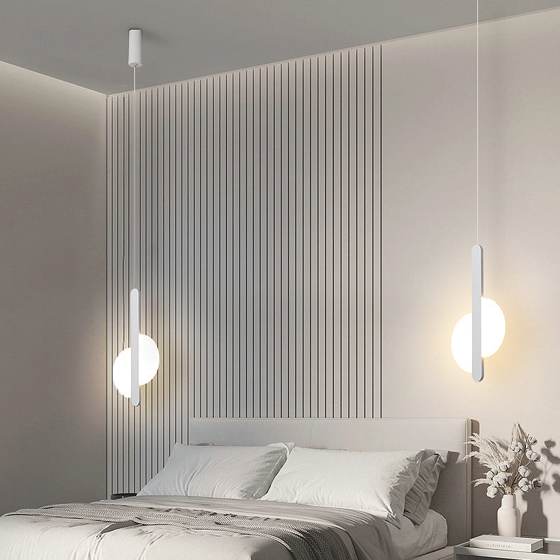 Modern Simplicity Dome Half Cut Circle Iron Acrylic Lampshade LED Pendant Light For Bedroom