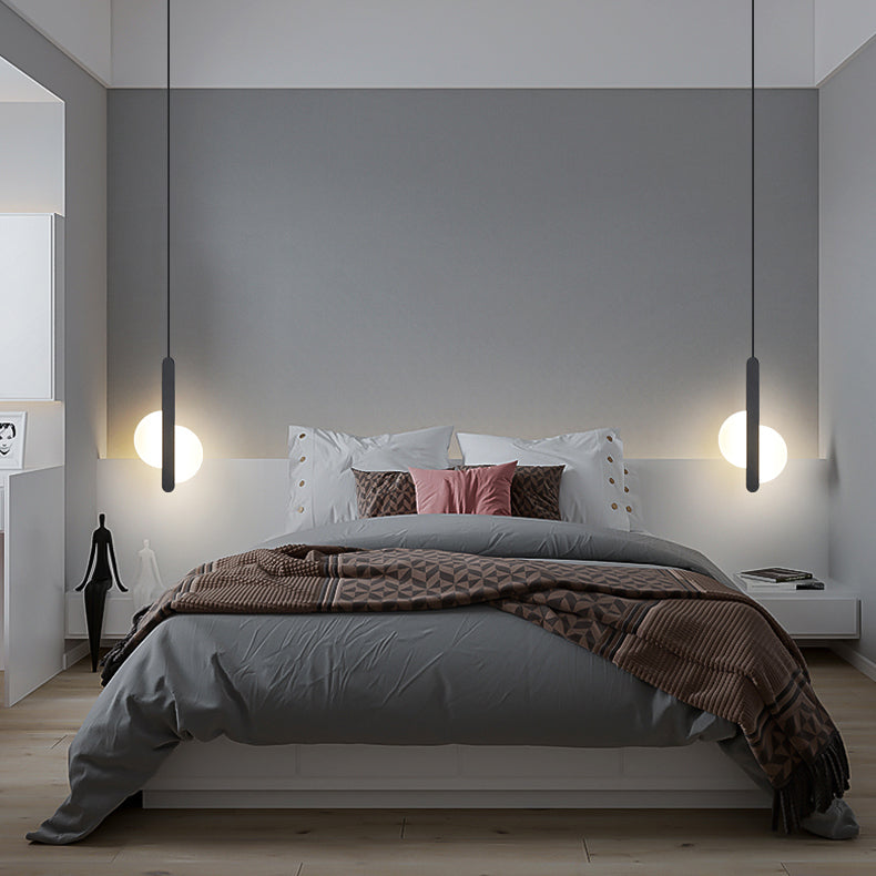 Modern Simplicity Dome Half Cut Circle Iron Acrylic Lampshade LED Pendant Light For Bedroom