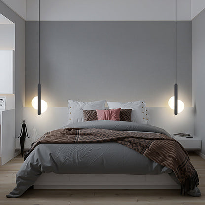 Modern Simplicity Dome Half Cut Circle Iron Acrylic Lampshade LED Pendant Light For Bedroom