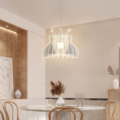 Contemporary Creative Dome Crown Acrylic Crystal Iron Lampshade LED Pendant Light For Dining Room
