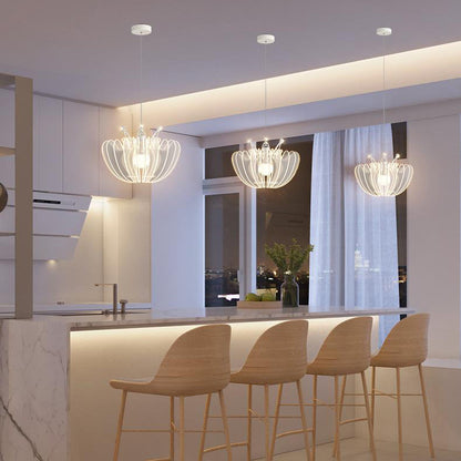 Contemporary Creative Dome Crown Acrylic Crystal Iron Lampshade LED Pendant Light For Dining Room