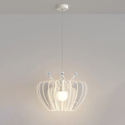 Contemporary Creative Dome Crown Acrylic Crystal Iron Lampshade LED Pendant Light For Dining Room