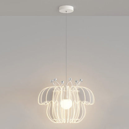 Contemporary Creative Dome Crown Acrylic Crystal Iron Lampshade LED Pendant Light For Dining Room