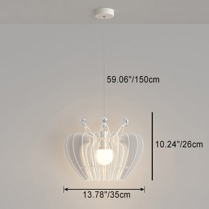 Contemporary Creative Dome Crown Acrylic Crystal Iron Lampshade LED Pendant Light For Dining Room