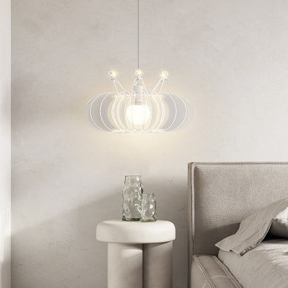 Contemporary Creative Dome Crown Acrylic Crystal Iron Lampshade LED Pendant Light For Dining Room