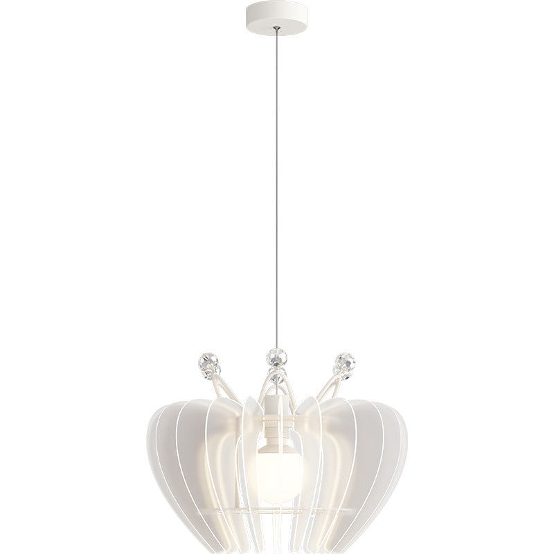 Contemporary Creative Dome Crown Acrylic Crystal Iron Lampshade LED Pendant Light For Dining Room