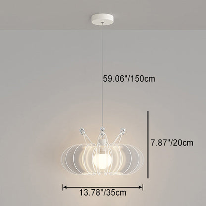 Contemporary Creative Dome Crown Acrylic Crystal Iron Lampshade LED Pendant Light For Dining Room