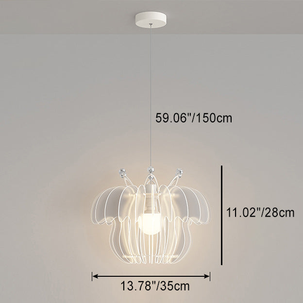 Contemporary Creative Dome Crown Acrylic Crystal Iron Lampshade LED Pendant Light For Dining Room