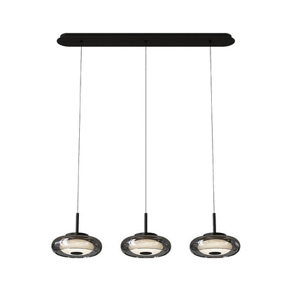 Contemporary Scandinavian Round Bowl Shape Iron Glass Lampshade LED Chandeliers For Dining Room