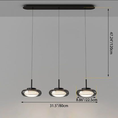 Contemporary Scandinavian Round Bowl Shape Iron Glass Lampshade LED Chandeliers For Dining Room