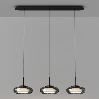 Contemporary Scandinavian Round Bowl Shape Iron Glass Lampshade LED Chandeliers For Dining Room