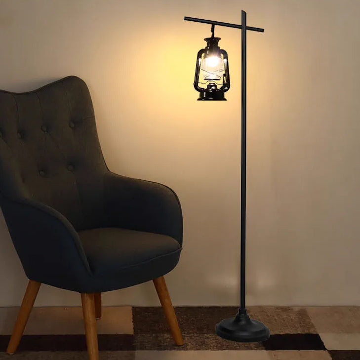 Contemporary Simplicity Kettle Shape Iron Glass Lampshade 1 - Light Standing Floor Lamp For Living Room