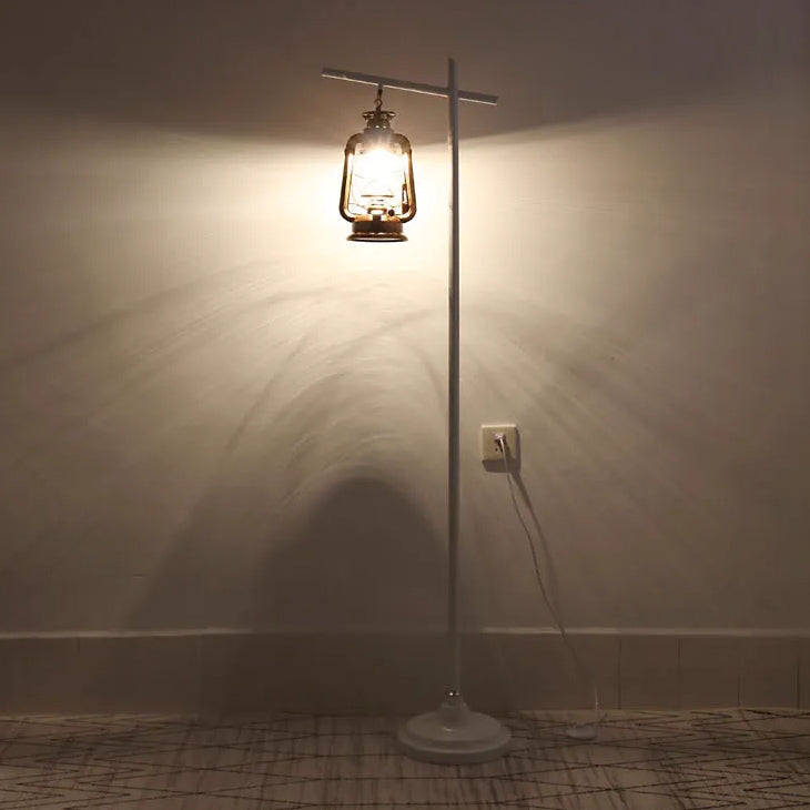 Contemporary Simplicity Kettle Shape Iron Glass Lampshade 1 - Light Standing Floor Lamp For Living Room