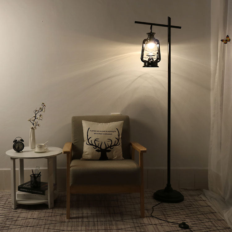 Contemporary Simplicity Kettle Shape Iron Glass Lampshade 1 - Light Standing Floor Lamp For Living Room