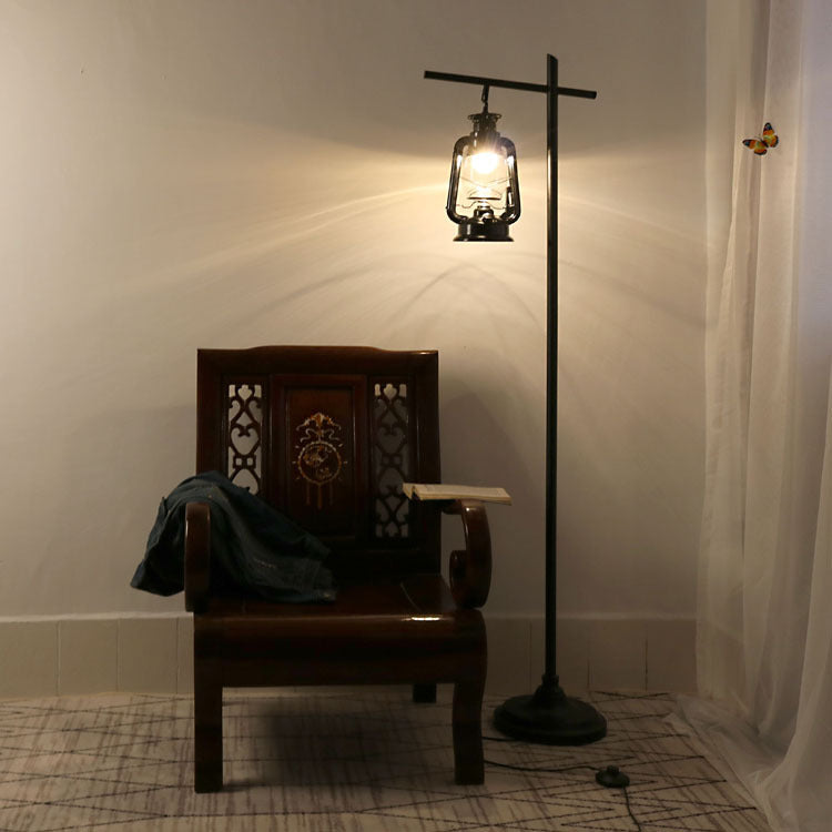 Contemporary Simplicity Kettle Shape Iron Glass Lampshade 1 - Light Standing Floor Lamp For Living Room