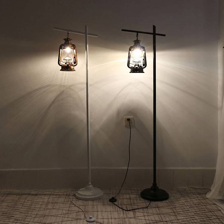 Contemporary Simplicity Kettle Shape Iron Glass Lampshade 1 - Light Standing Floor Lamp For Living Room