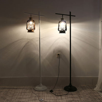 Contemporary Simplicity Kettle Shape Iron Glass Lampshade 1 - Light Standing Floor Lamp For Living Room