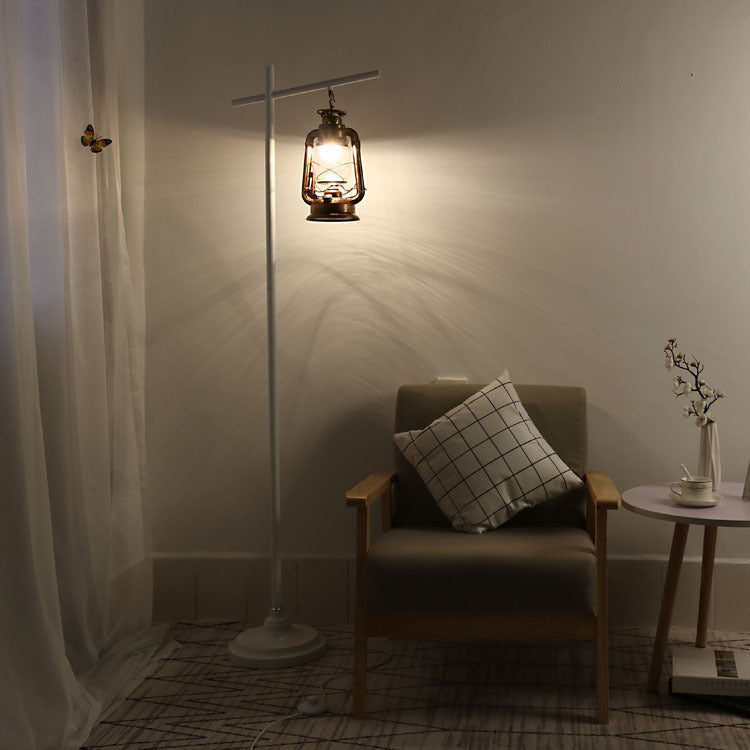 Contemporary Simplicity Kettle Shape Iron Glass Lampshade 1 - Light Standing Floor Lamp For Living Room